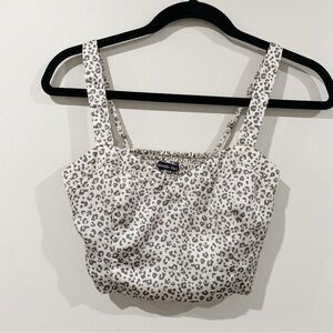 Abercrombie & Fitch Satin Cheetah Print Cropped Tank Top